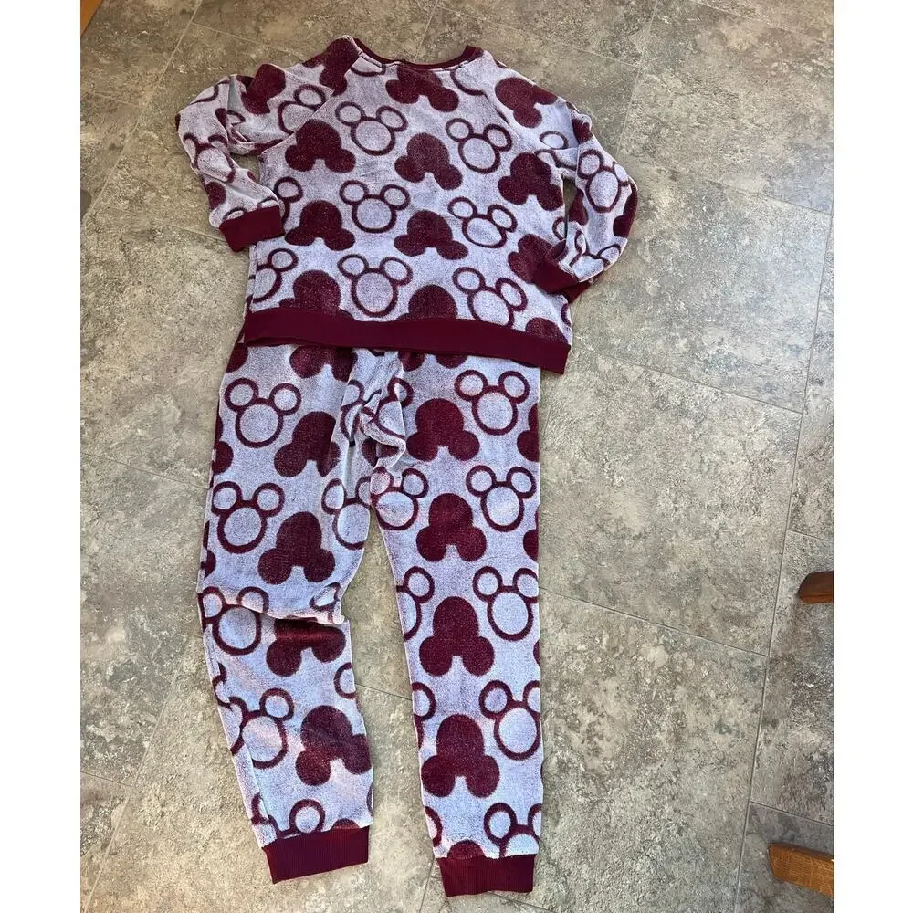 Disney Plush 2-piece PJ's set, Berry with Mickey Mouse Design, Women's L - Picture 8 of 8